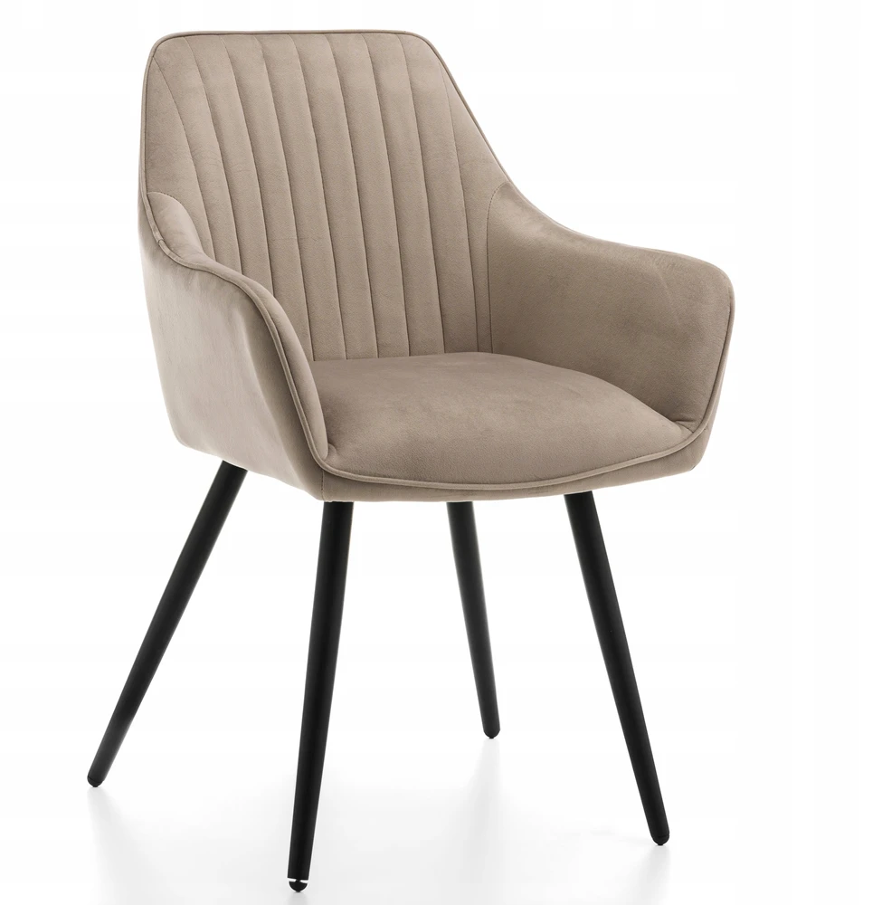 Home Design AKSOMINĖ MINKŠTA KĖDĖ SVETAINEI, VALGOMAI, TAMSIAI BEIGE VELVET