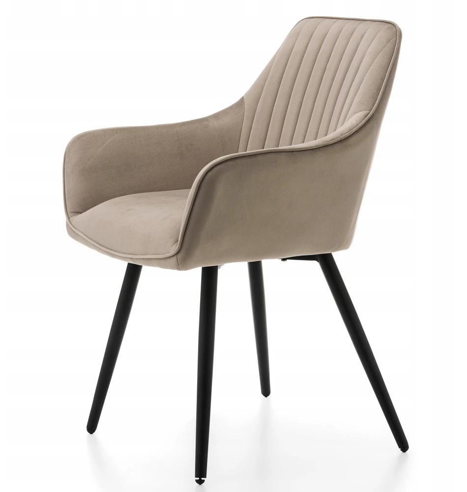 Home Design AKSOMINĖ MINKŠTA KĖDĖ SVETAINEI, VALGOMAI, TAMSIAI BEIGE VELVET