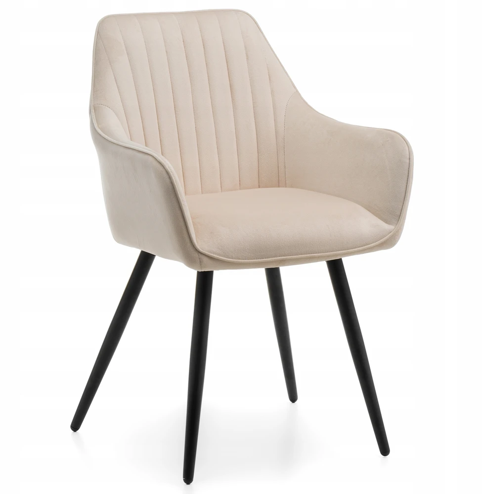 Home Design AKSOMINĖ MINKŠTA KĖDĖ SVETAINEI VALGOMO KAMBARIAI VELVET BEIGE