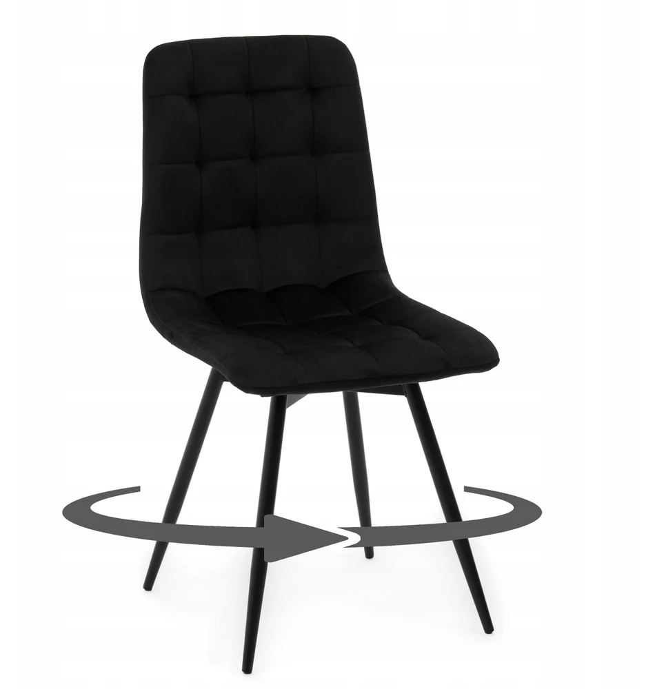 Home Design ARCO VELVET Juodas MINŠTA SUKAMA KĖDĖ SVETAINEI VALGOMOSIUI