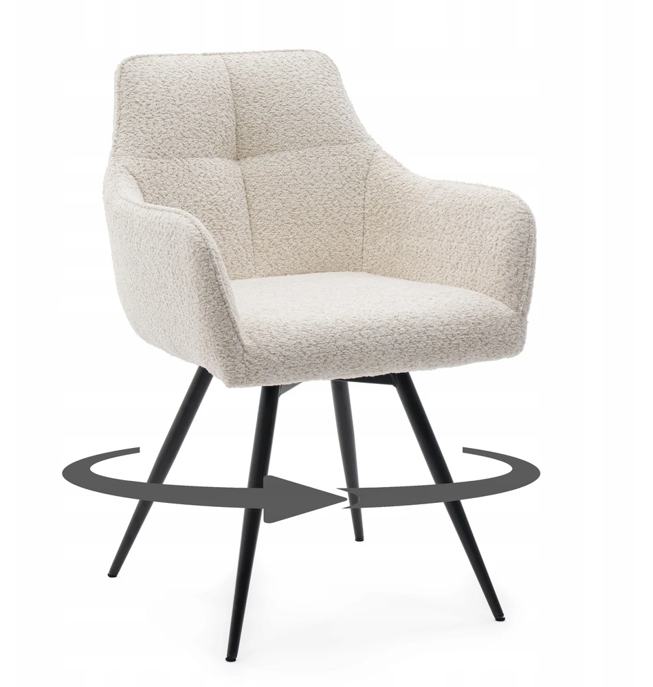 Home Design BOUCLE MINŠTA SUKAMA KĖDĖ SVETAINEI QUATTRO CREAM