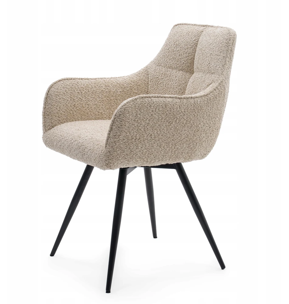 Home Design BOUCLE MINŠTA SUKAMA KĖDĖ SVETAINEI QUATTRO šviesiai smėlio spalvos