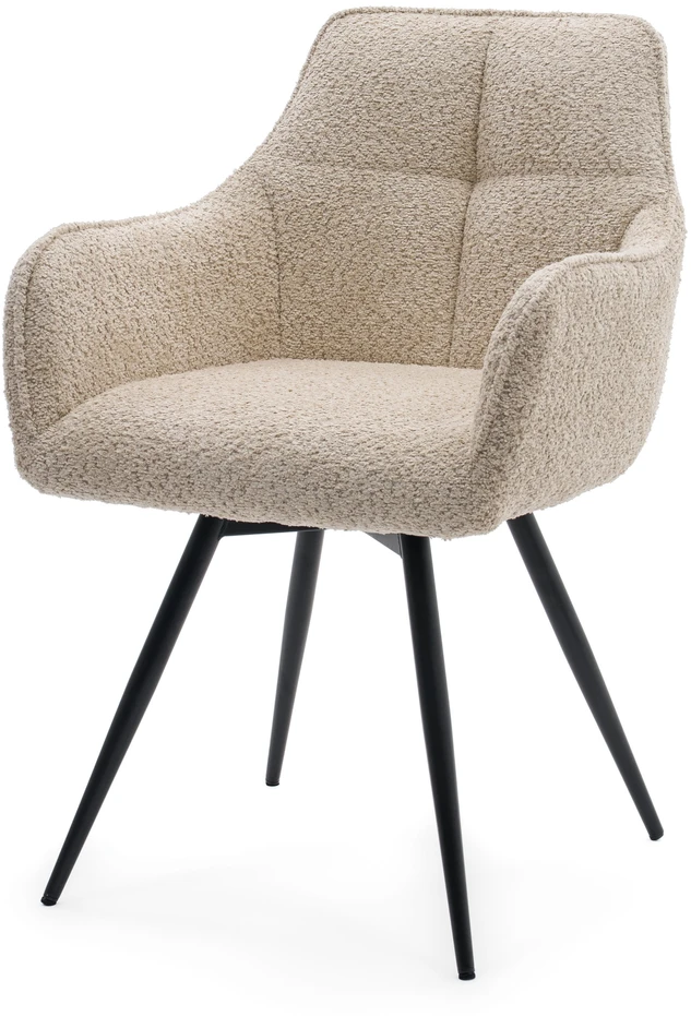 Home Design BOUCLE MINŠTA SUKAMA KĖDĖ SVETAINEI QUATTRO šviesiai smėlio spalvos