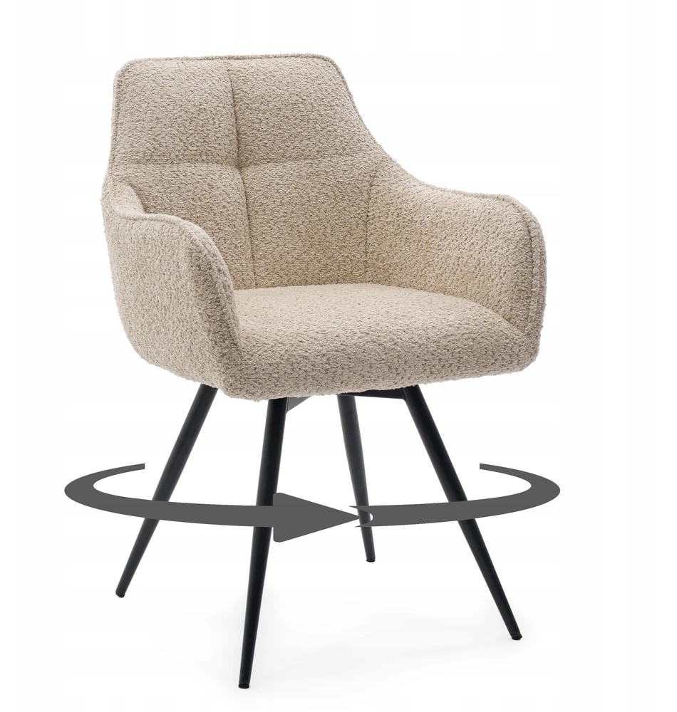 Home Design BOUCLE MINŠTA SUKAMA KĖDĖ SVETAINEI QUATTRO šviesiai smėlio spalvos