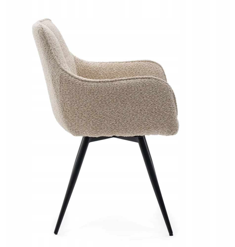 Home Design BOUCLE MINŠTA SUKAMA KĖDĖ SVETAINEI QUATTRO šviesiai smėlio spalvos