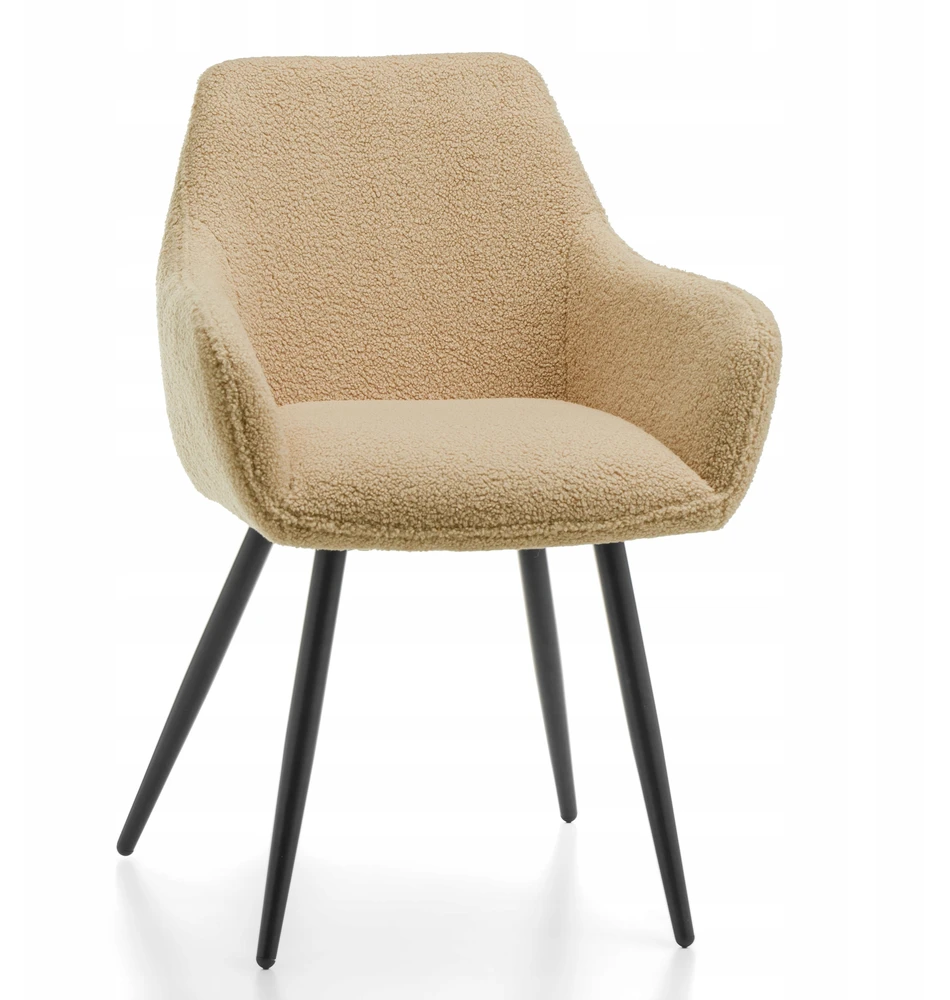 Home Design Krėslas su "boucle" audiniu, teddy, buklė, smėlio spalvos