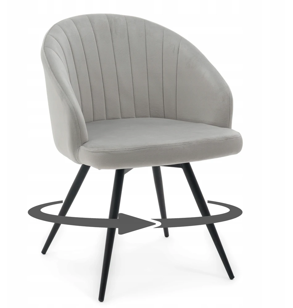 Home Design Minkšta pasukama aksominė kėdė svetainei MODENA LIGHT Pilkas