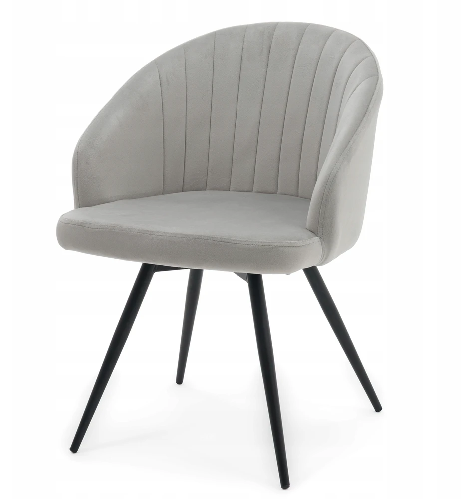 Home Design Minkšta pasukama aksominė kėdė svetainei MODENA LIGHT Pilkas