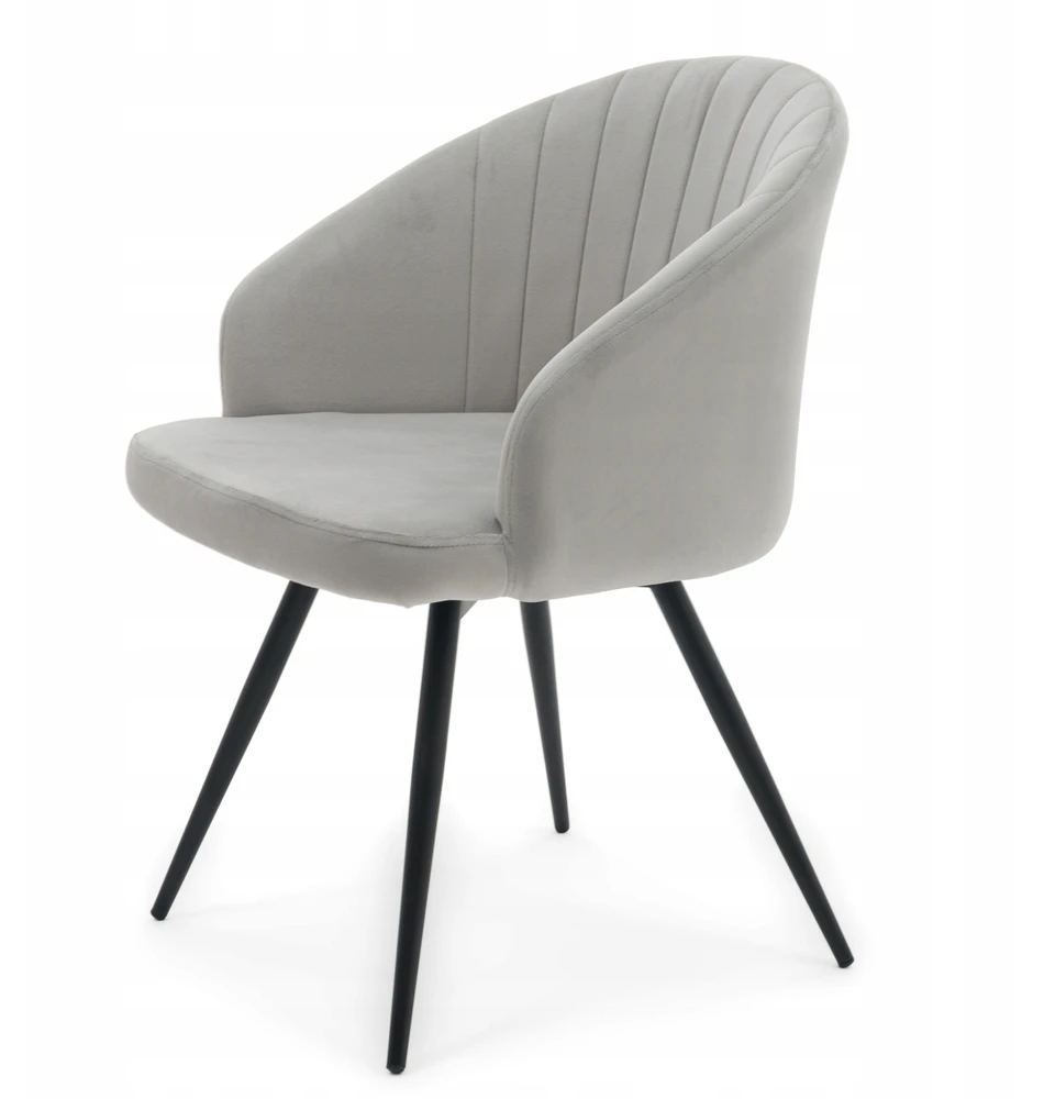 Home Design Minkšta pasukama aksominė kėdė svetainei MODENA LIGHT Pilkas