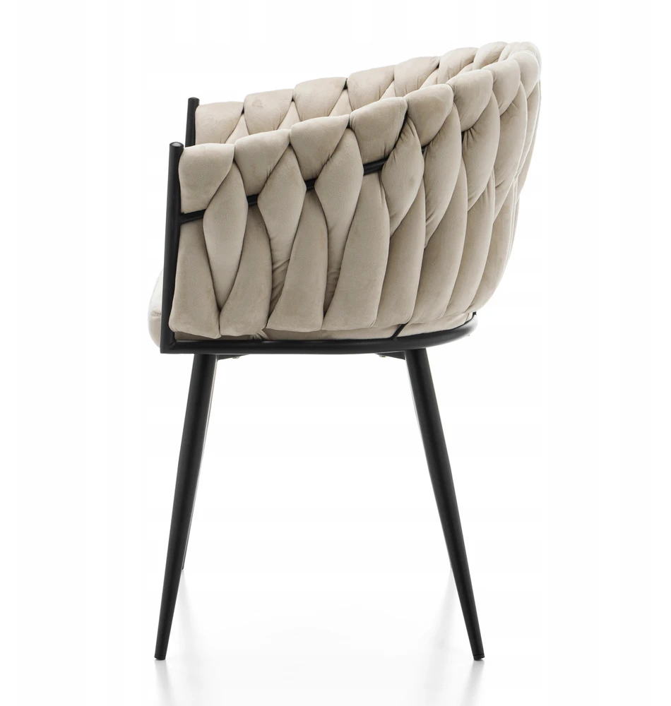 Home Design Modernus smėlio spalvos veliūro krėslas su pintomis detalėmis