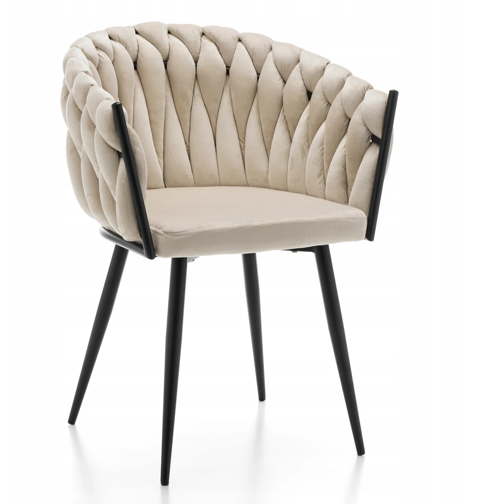 Home Design Modernus smėlio spalvos veliūro krėslas su pintomis detalėmis