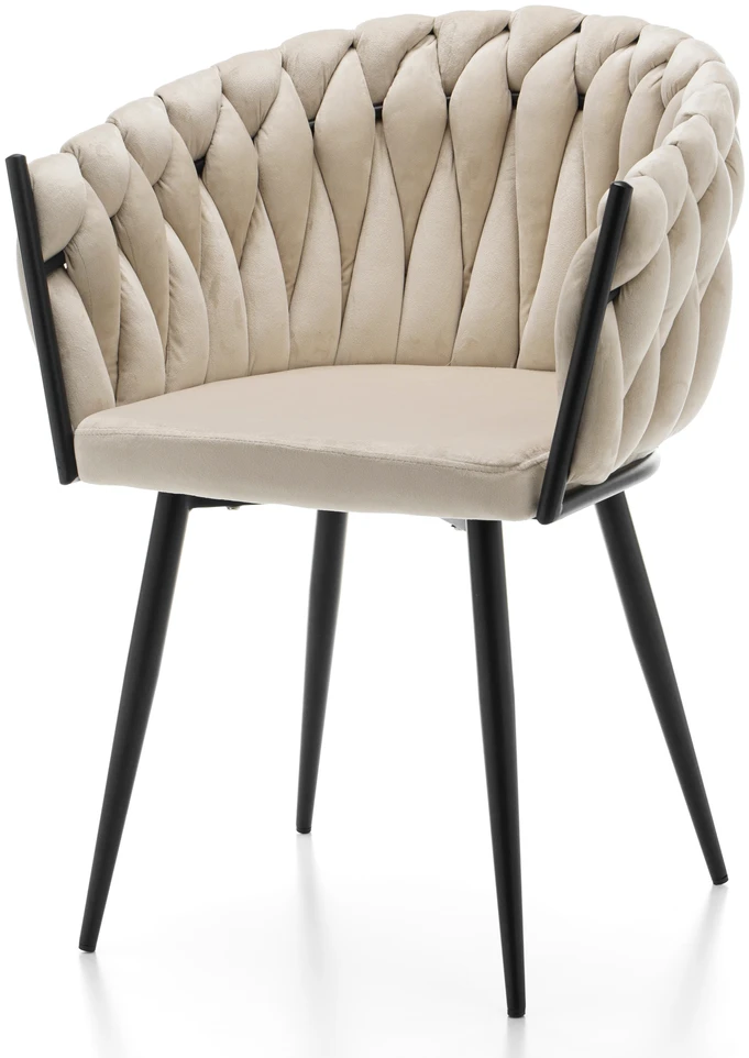 Home Design Modernus smėlio spalvos veliūro krėslas su pintomis detalėmis