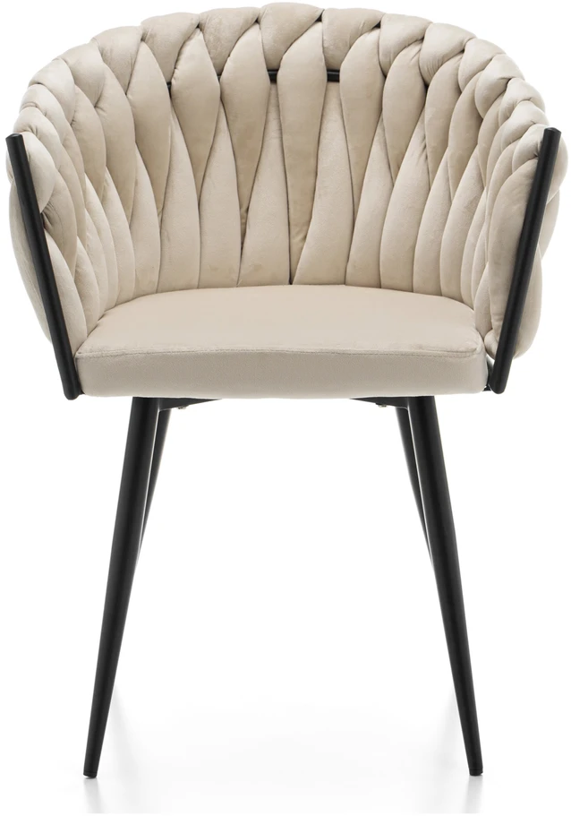 Home Design Modernus smėlio spalvos veliūro krėslas su pintomis detalėmis