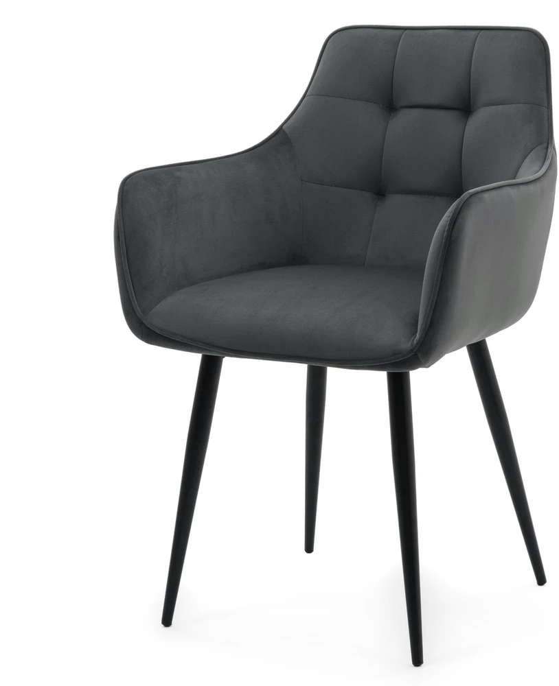 Home Design Modernus svetainės ir valgomojo kėdė: švelnus veliūras, juodos metalinės kojos