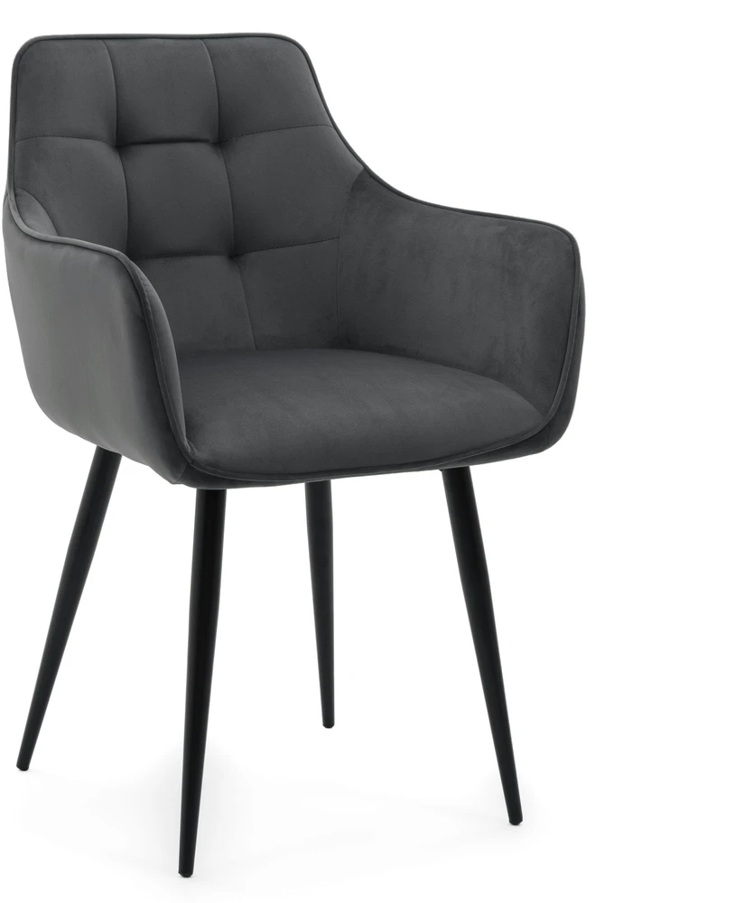 Home Design Modernus svetainės ir valgomojo kėdė: švelnus veliūras, juodos metalinės kojos