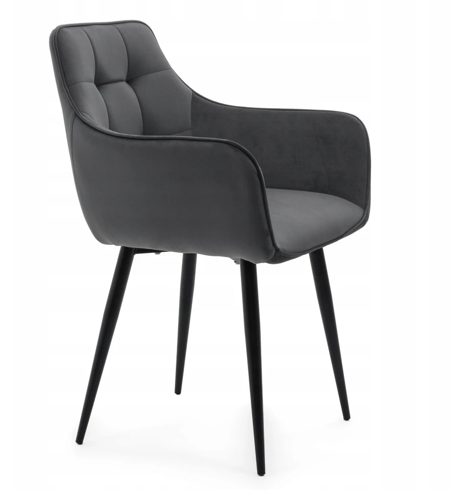 Home Design Modernus svetainės ir valgomojo kėdė: švelnus veliūras, juodos metalinės kojos
