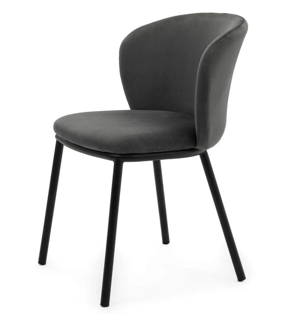 Home Design Šiuolaikinė "glamour" stiliaus veliūrinė kėdė Bari, pilka