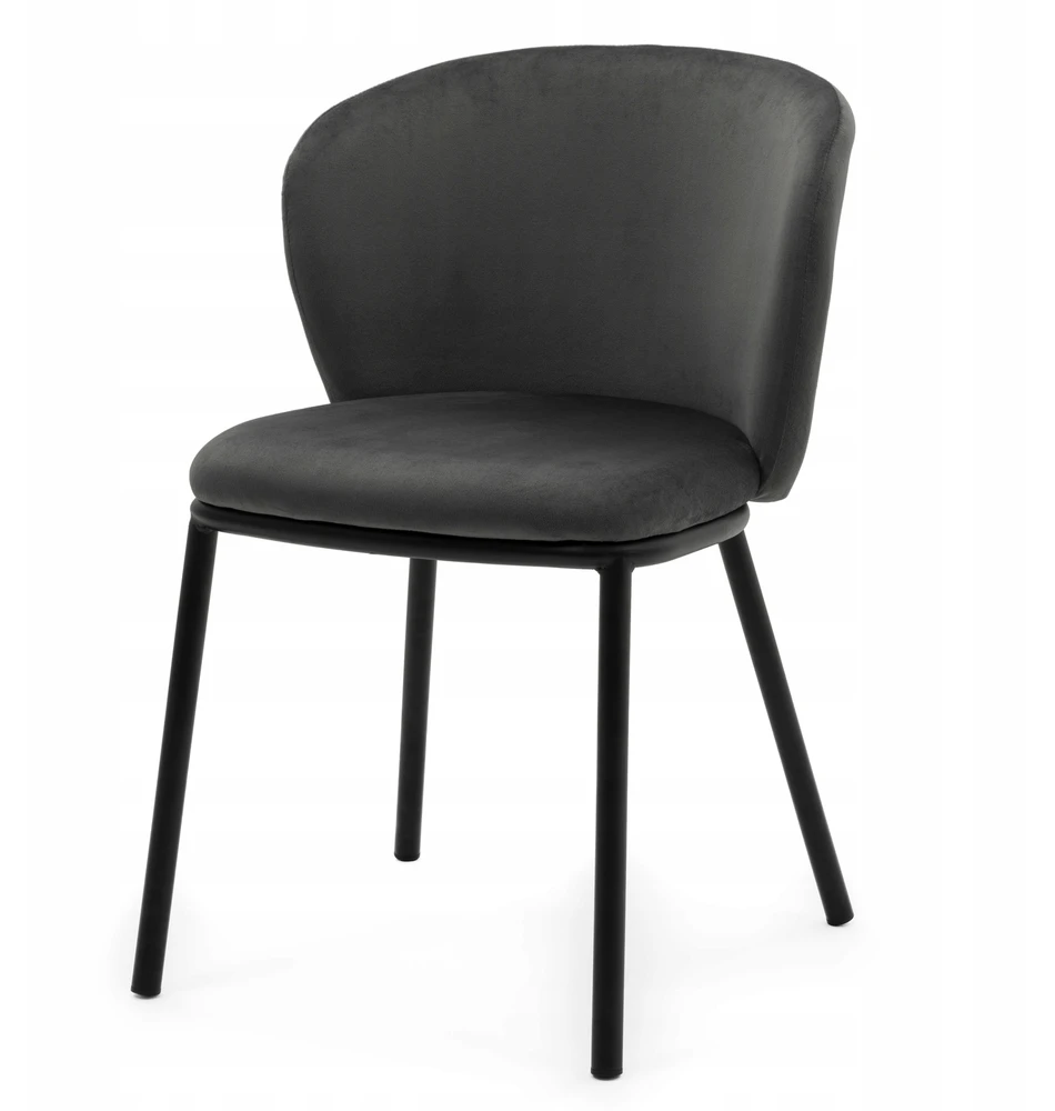 Home Design Šiuolaikinė "glamour" stiliaus veliūrinė kėdė Bari, pilka