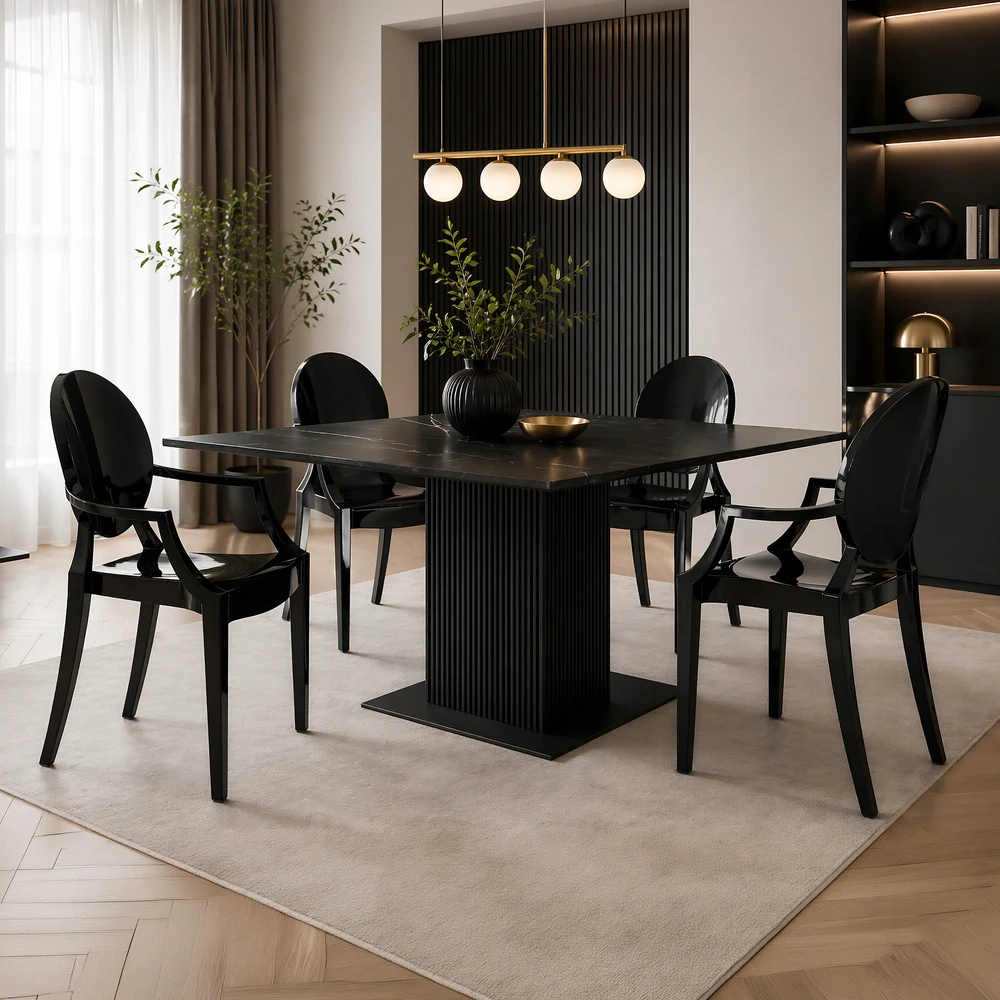 Home Select LOUIS juoda kėdė su spalvingais blizgiais porankiais valgomajam ir tualetiniam stalui