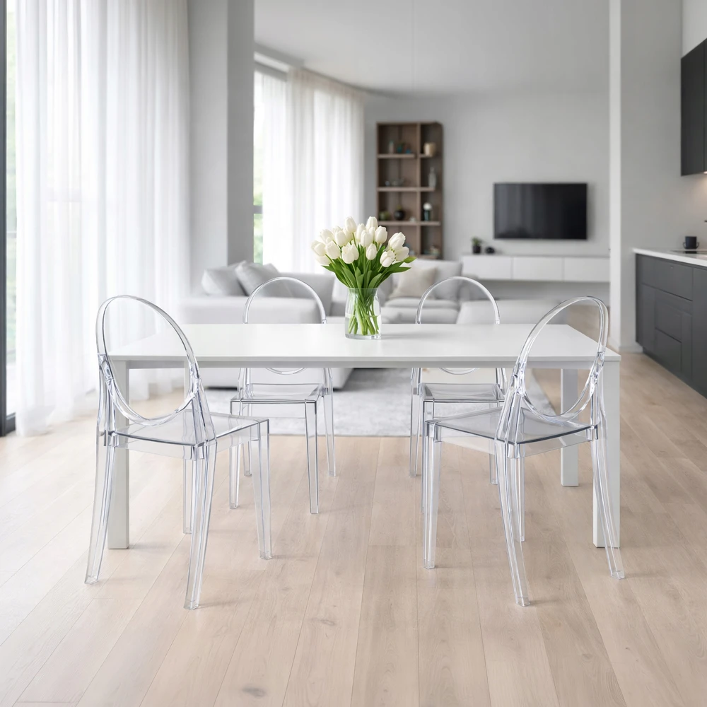 Home Select LOUIS skaidri vaiduoklių kėdė be porankių, žavinga vestuvėms