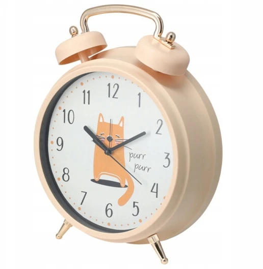 Home Styling Collection BUDZIK DLA DZIECI Z MOTYWEM ZWIERZĘCYM KOTEK Ø 24 CM ORANŽINĖ