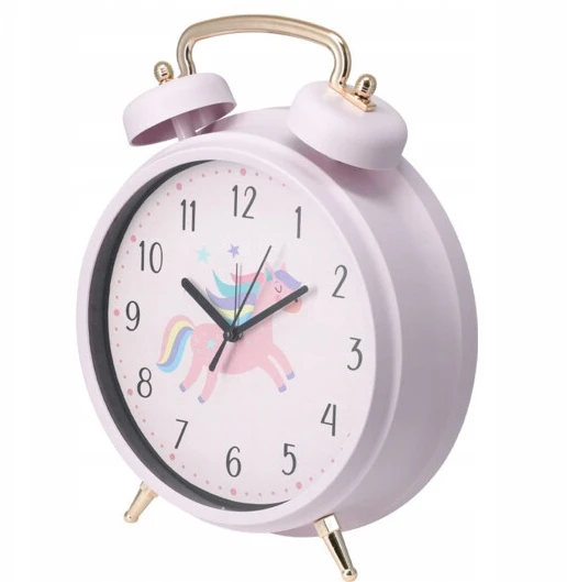 Home Styling Collection BUDZIK DLA DZIECI ROŽINĖ Ø 24 CM Z MOTYWEM ZWIERZĘCYM JEDNOROŻEC