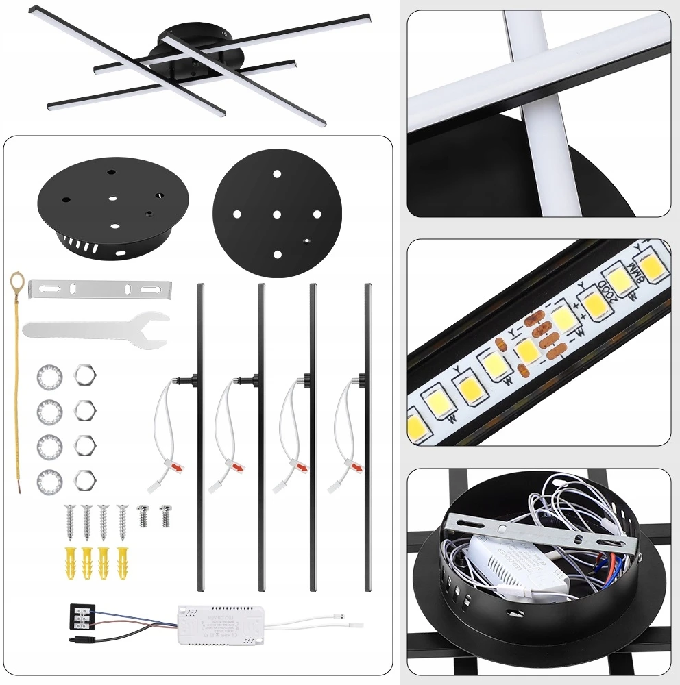 Homkel Kids Regulowana lampa sufitowa 4 ruchome panele LED 4000K Pielęgnacja oczu Światło