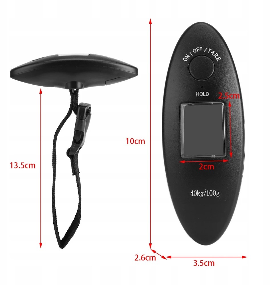 HOOK TRAVEL BAGAŽO svarstyklės, TURISTAS, ORO UOSTAS, RANKINIS LCD, IKI 40KG