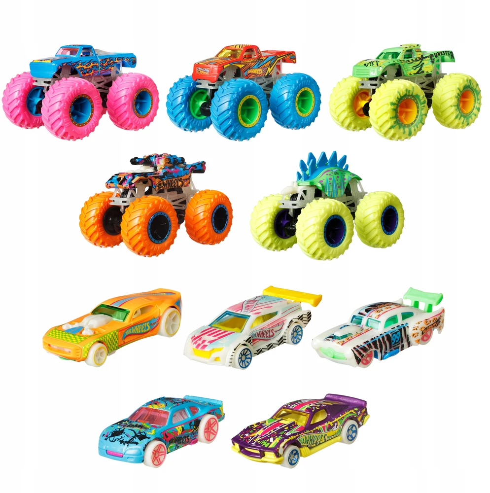 Mattel Hot Wheels Monster Trucks Šviečia tamsoje Vehicles HCB57 rinkinys