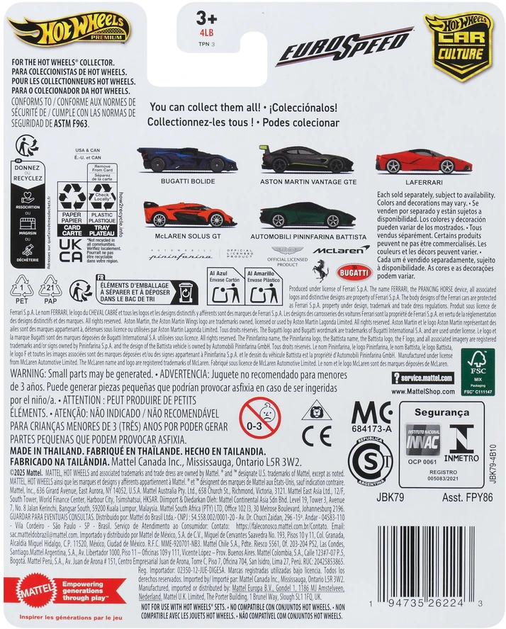 Hot Wheels Premium Car Culture Euro Speed ​​​​Bugatti Bolide 1:64 + PROTECTOR
