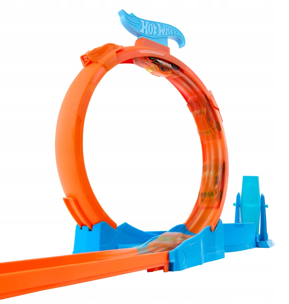 HOT WHEELS TRACK kūrėjų rinkinys Lenktynių trasa Trys kilpos + JDW39 automobilis