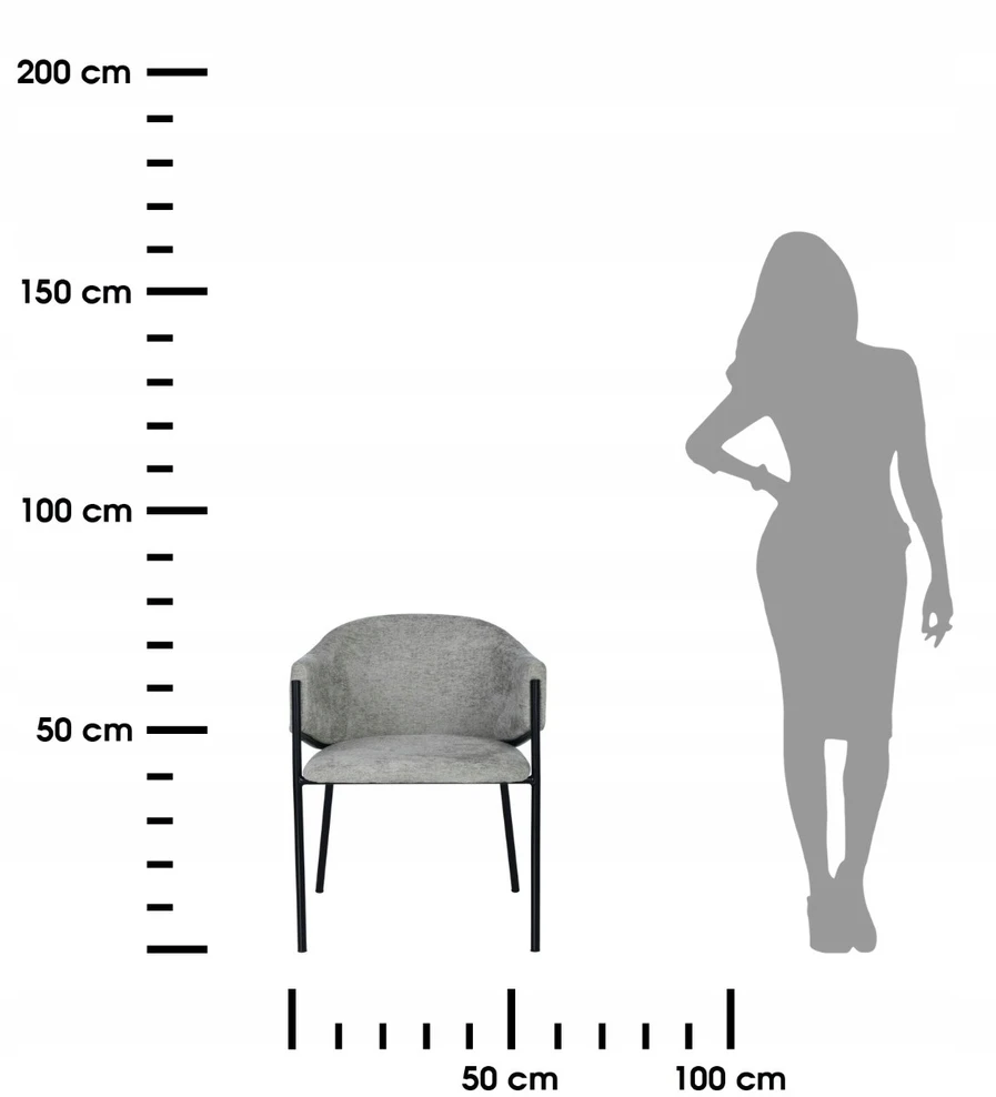 Howhomely Moderni ROZA kėdė valgomajam, svetainei, pilka GLAMOUR, apmušta SCANDI