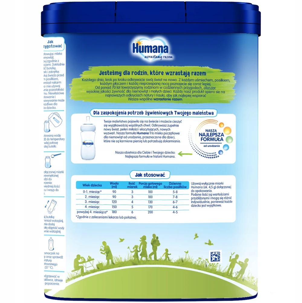 HUMANA 1 5HMO MLEKO MODYFIKOWANE POCZĄTKOWE OD NARODZIN W PROSZKU 750G