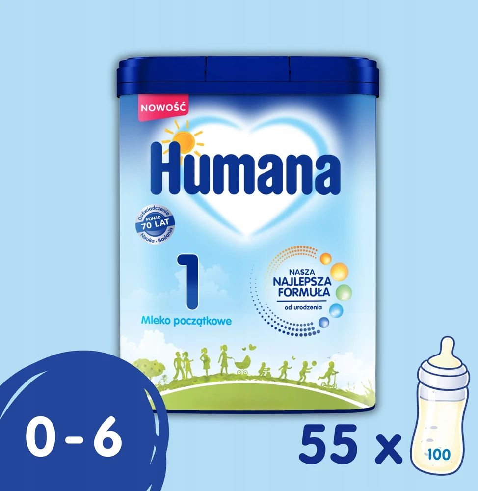 HUMANA 1 5HMO MLEKO MODYFIKOWANE POCZĄTKOWE OD NARODZIN W PROSZKU 750G