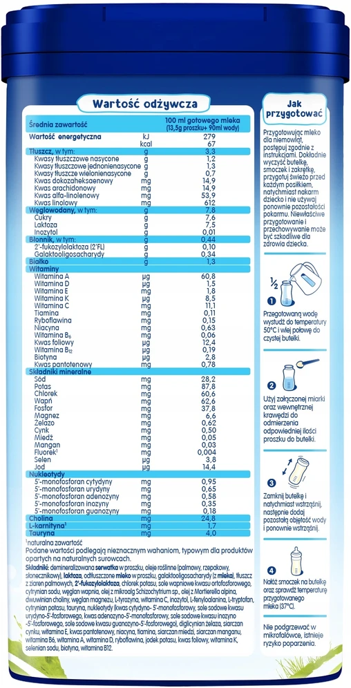 HUMANA 1 HMO PIENO MILTELIAI kūdikiams SU DHA NUO GIMIMO 750 g x 4