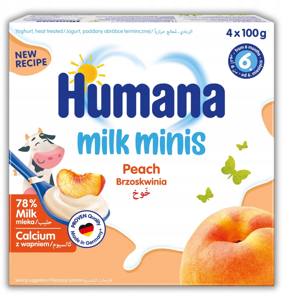 Humana Milk Minis jogurtinis desertas su persikais 6m+ 400g