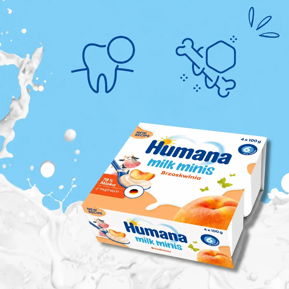 Humana Milk Minis jogurtinis desertas su persikais 6m+ 400g
