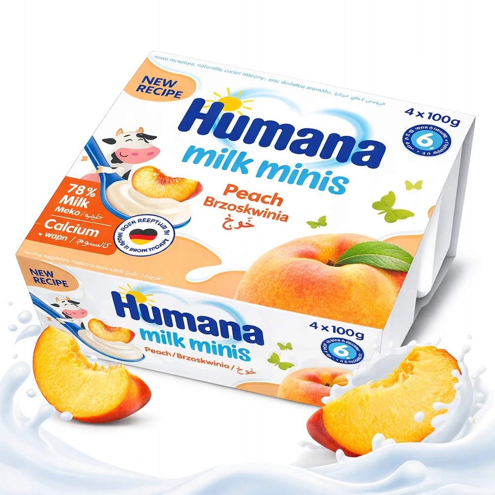 Humana Milk Minis jogurtinis desertas su persikais 6m+ 400g