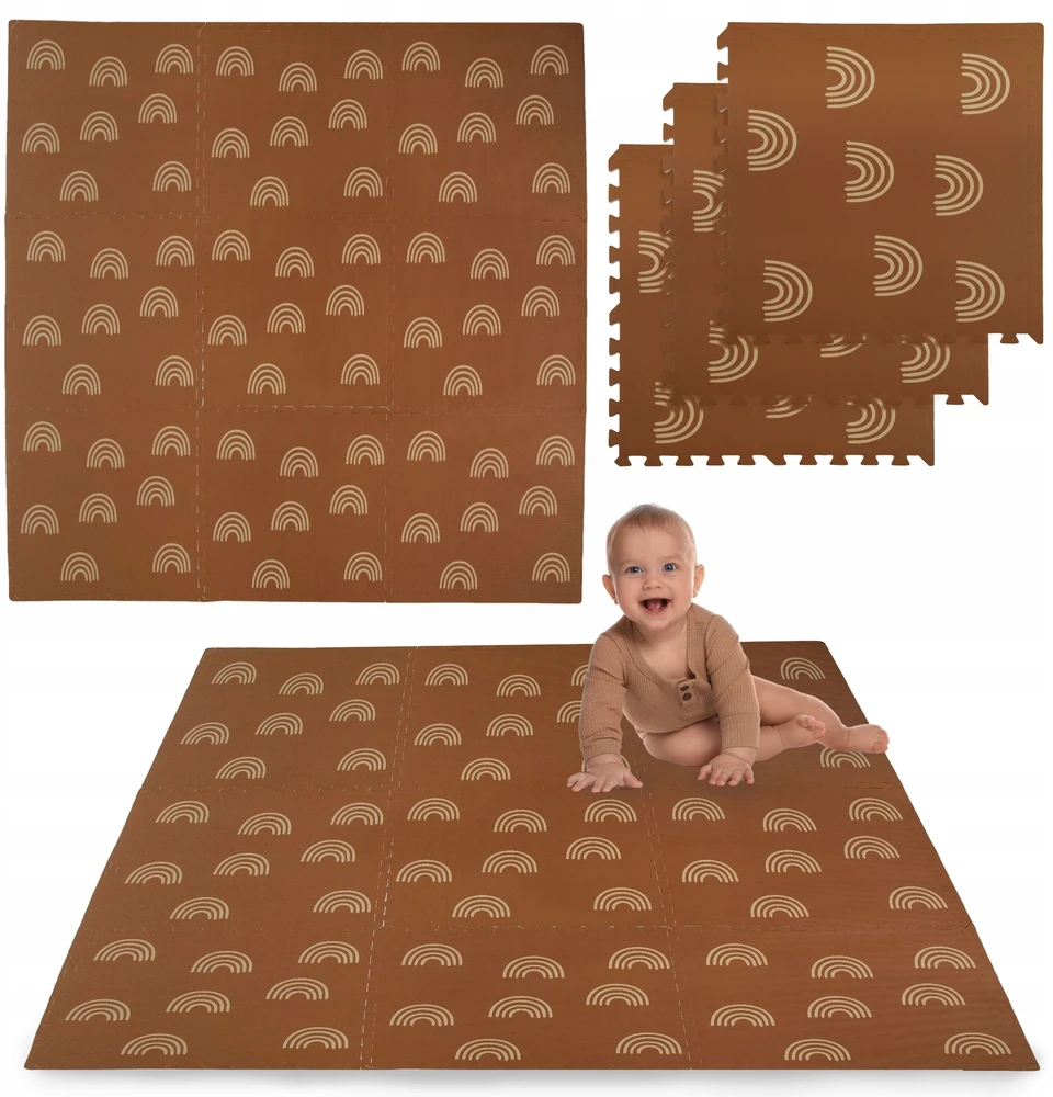 Humbi PREMIUM KOKYBĖS PUTO PUZLE DĖLĖS PUTO KILIMAS 180x180 CM 9 VNT. RUDOS lankeliai
