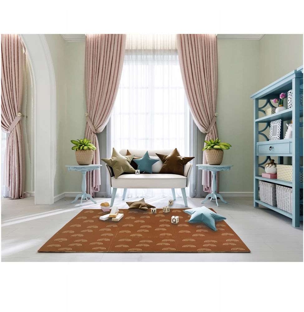 Humbi PREMIUM KOKYBĖS PUTO PUZLE DĖLĖS PUTO KILIMAS 180x180 CM 9 VNT. RUDOS lankeliai