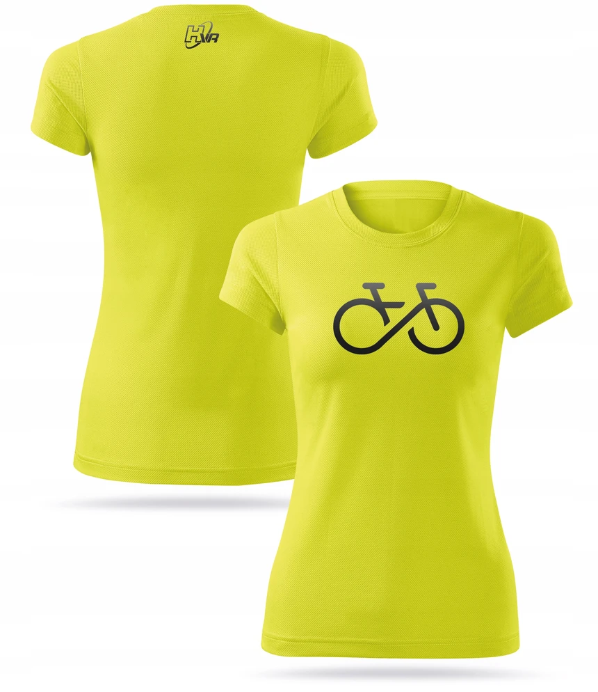 Hvr Wear Moteriški dviratininkų marškinėliai su šviesą atspindinčiu raštu BIKE FOREVER geltona - XL