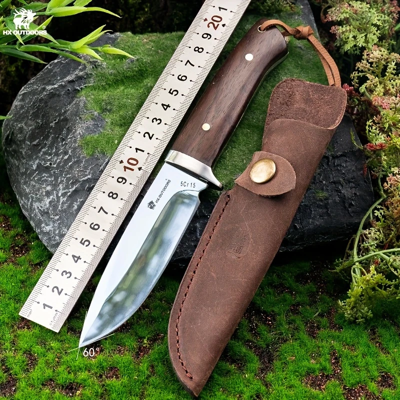 HX OUTDOORS Miško išgyvenimo peilis 5cr15 ašmenų medinės rankenos kelioniniai peiliai