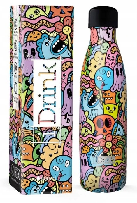 I Drink Spalvingas termo butelis gėrimams Coffee Tea Thermos 500ml Plieninis vandens butelis