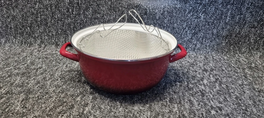 Ibili Volcan Fritiravimo rinkinys, bulvių virimo puodas, fritiūrinė su pakabinamu krepšiu, 24 cm skersmuo, 12,5 cm aukštis, talpa 4,6l