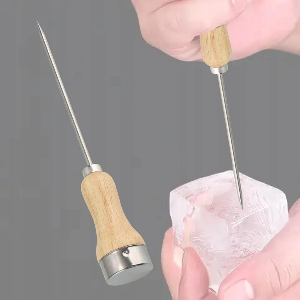 „Ice Pick“ apsaugos nuo slydimo priedai 24 cm ilgio su medine ledo rankena