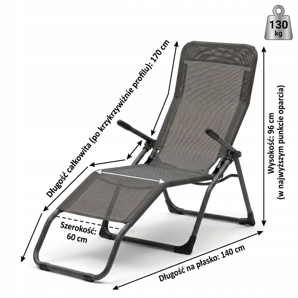 Ideal Profiliuotas sulankstomas sodo šezlongas Juodas S-Curve Texteline YS-30