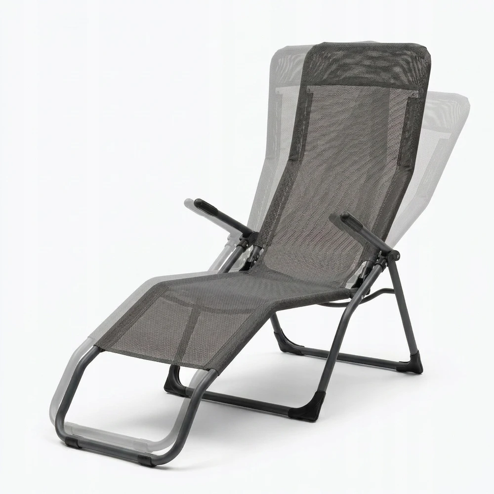 Ideal Profiliuotas sulankstomas sodo šezlongas Juodas S-Curve Texteline YS-30