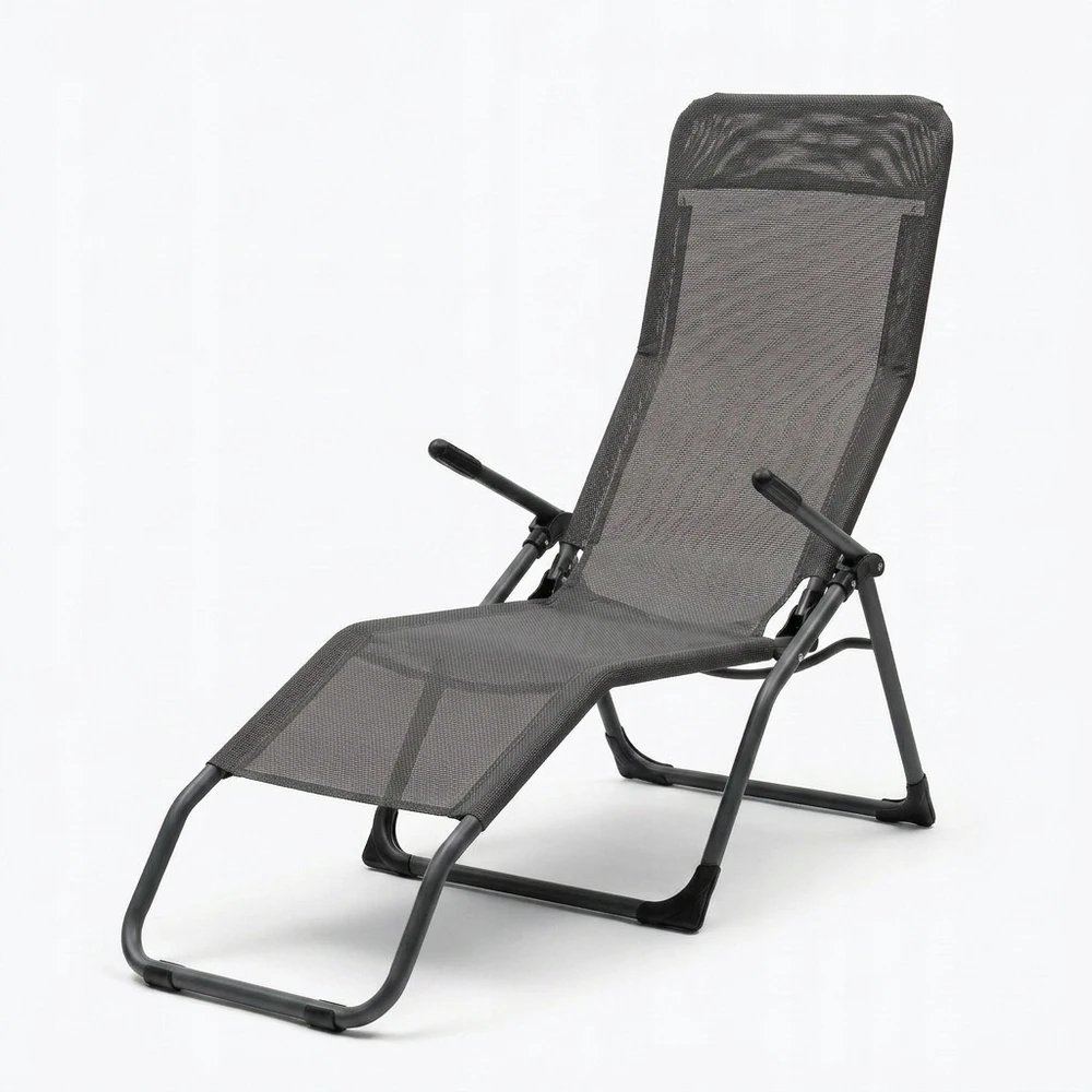 Ideal Profiliuotas sulankstomas sodo šezlongas Juodas S-Curve Texteline YS-30