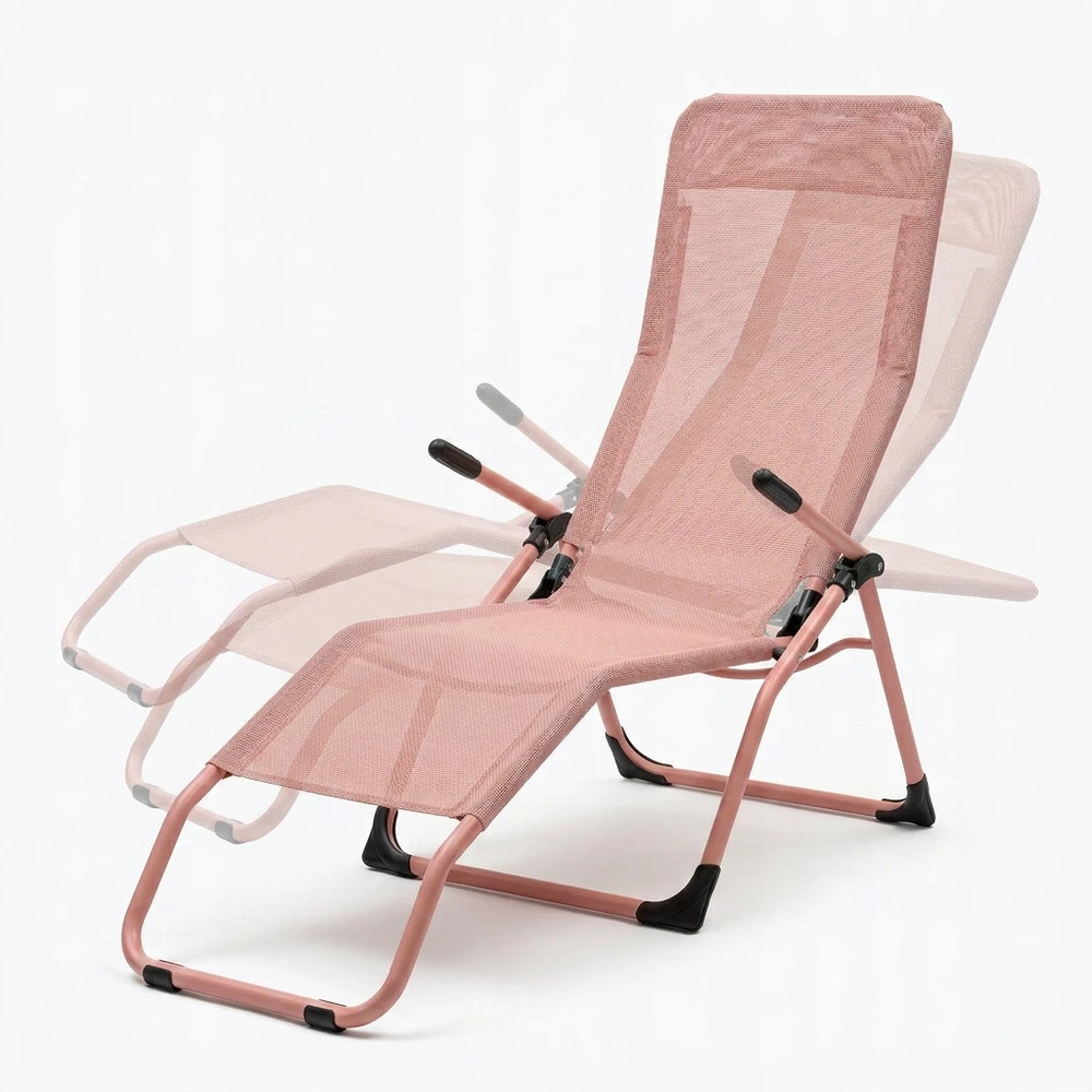 Ideal Profiliuotas sulankstomas sodo šezlongas Rožinis S-Curve Texteline YS-30