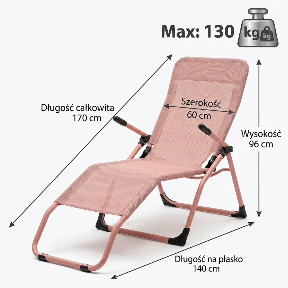Ideal Profiliuotas sulankstomas sodo šezlongas Rožinis S-Curve Texteline YS-30